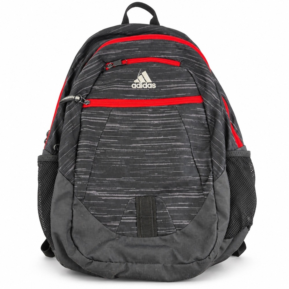 Adidas Black Grey Red Multi-Pocket School Gym Backpack Men